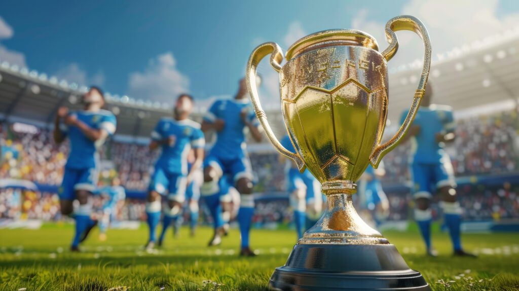 Trophy on football field
